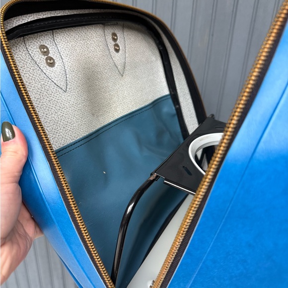 Vintage 80s Blue Bowling Bag Vinyl Tote with Ball Holder, Retro Bowling Bag - Picture 9 of 17